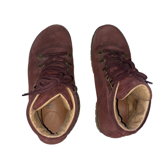 Birkenstock Jackson Hiker Boots EU 42 L Women US 11 Burgundy Oiled Suede Lace - Picture 4 of 9